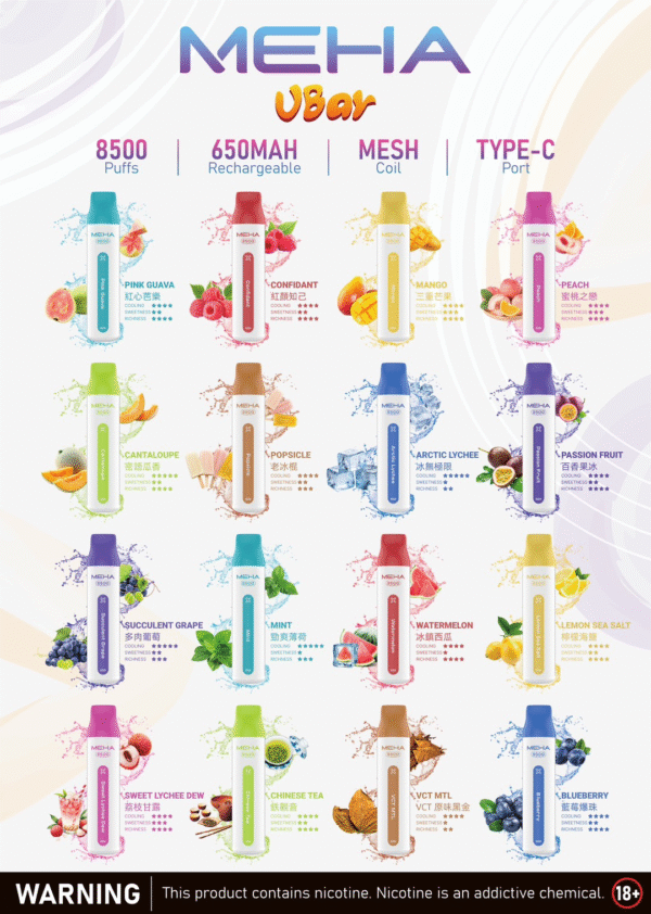 meha MEHA X-BAR 魅嗨小白條 8500口拋棄式 | Hi潮系列可充電全口味